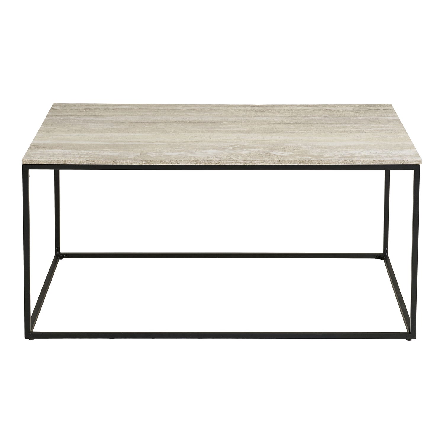 Vita Sofabord - Sofabord, travertin look, sort stel 90x60x45 cm