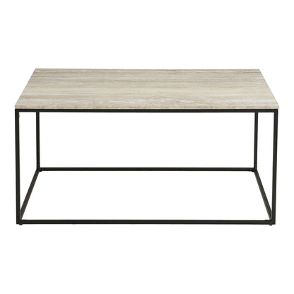 Vita Sofabord - Sofabord, travertin look, sort stel 90x60x45 cm