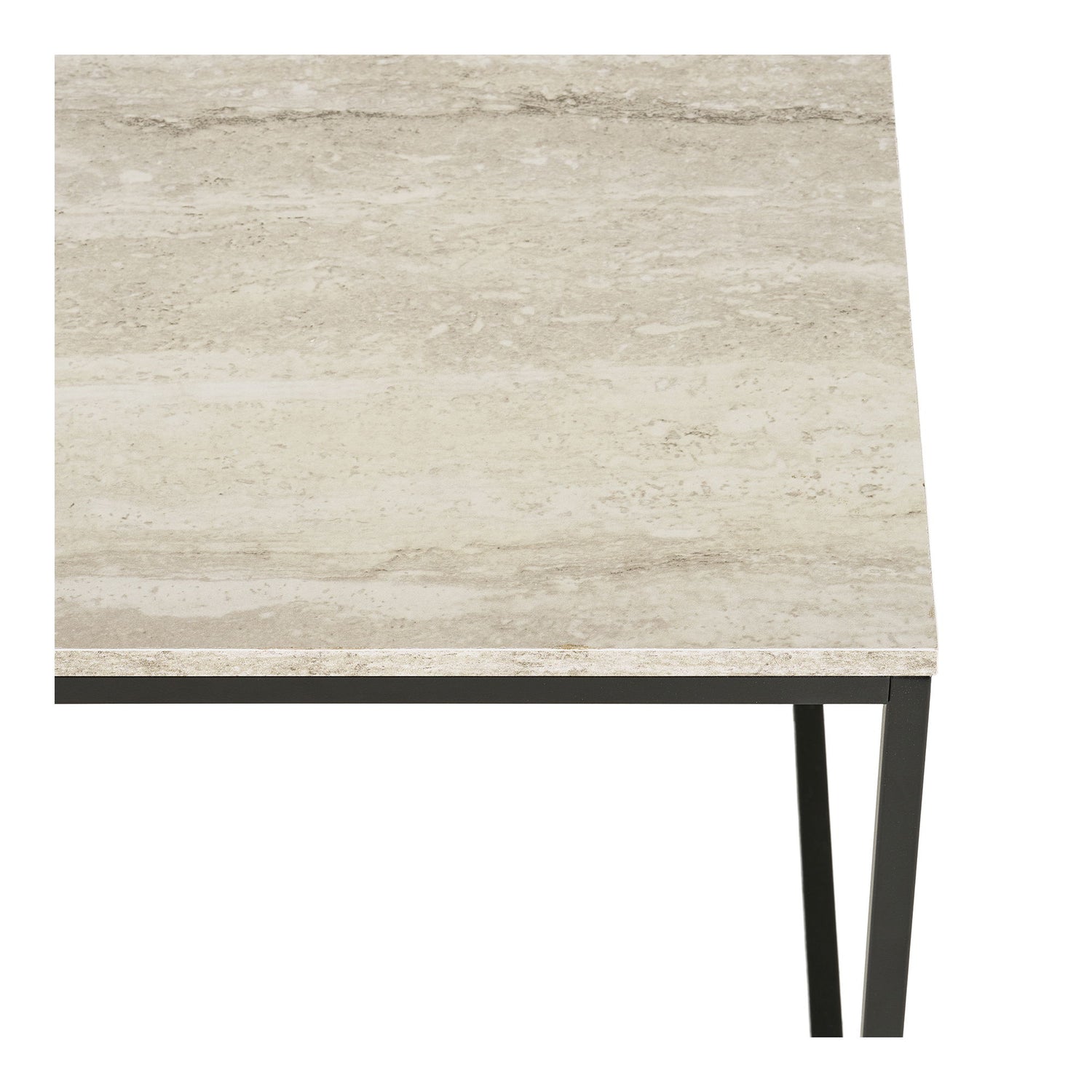 Vita Sofabord - Sofabord, travertin look, sort stel 90x60x45 cm