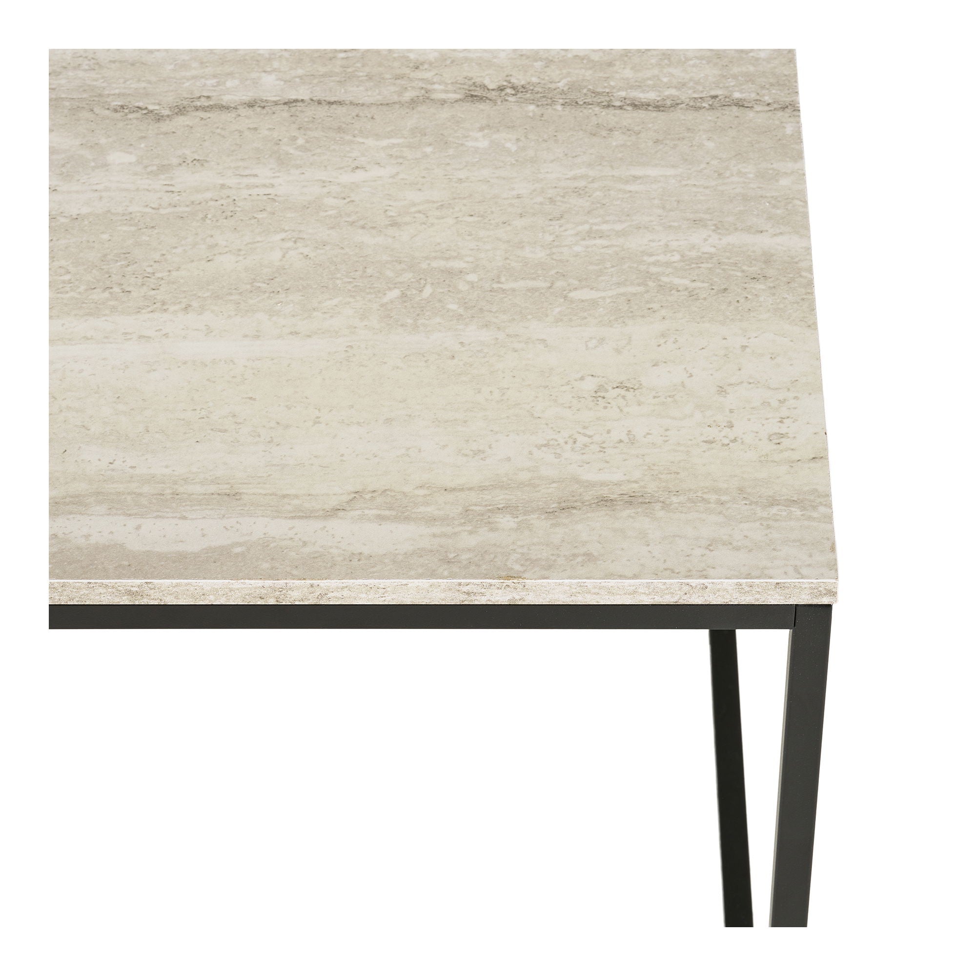 Vita Sofabord - Sofabord, travertin look, sort stel 90x60x45 cm