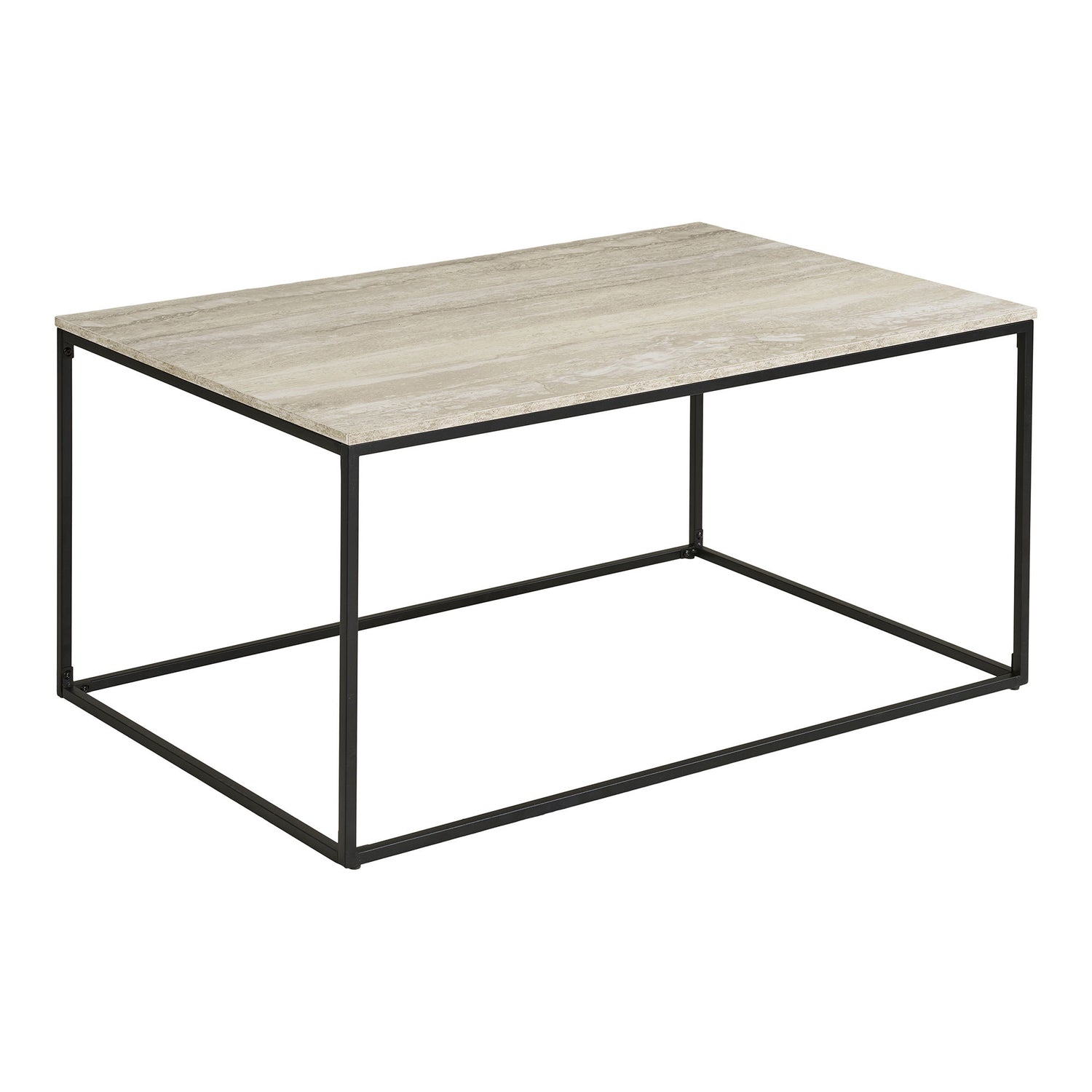 Vita Sofabord - Sofabord, travertin look, sort stel 90x60x45 cm