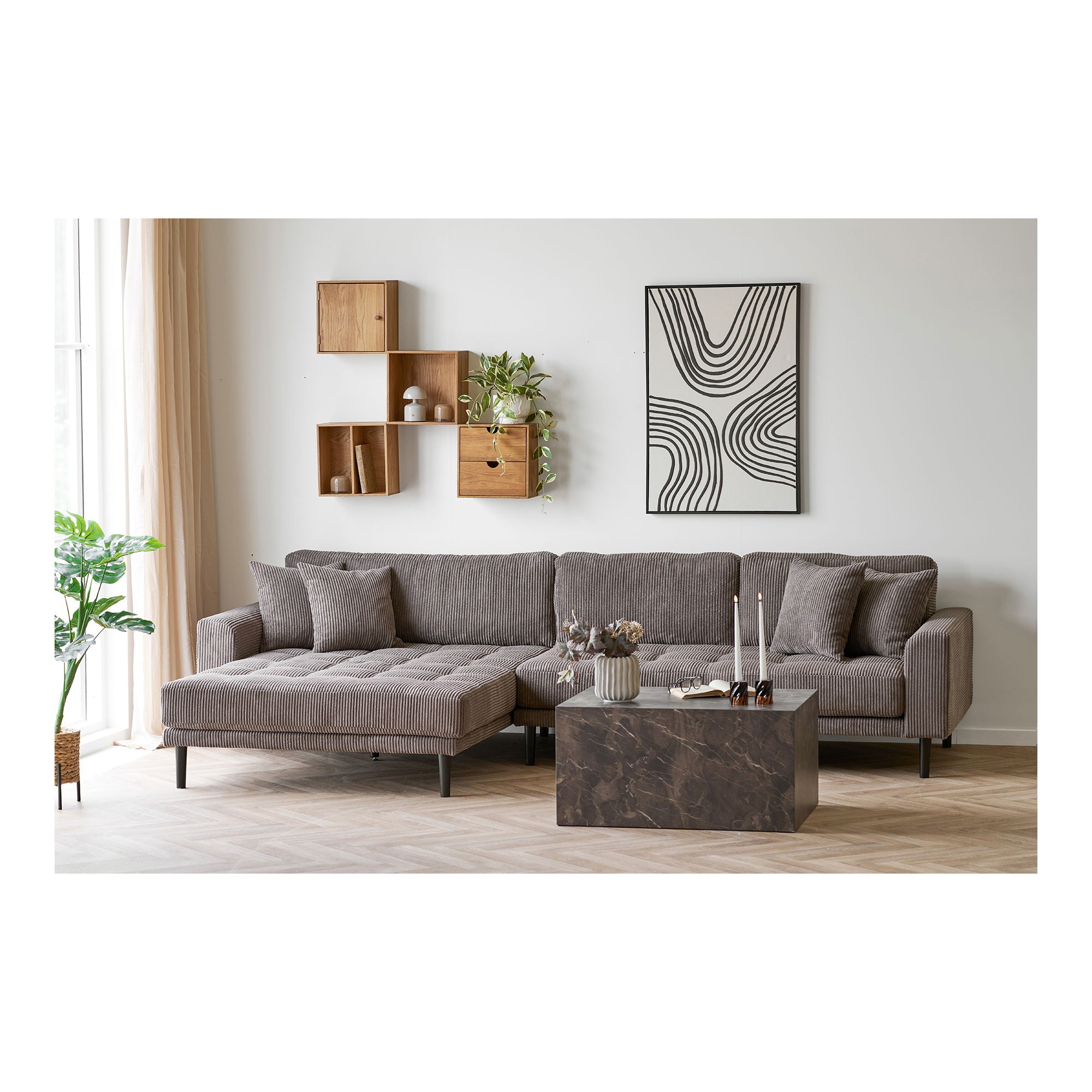 Prague Sofabord - Sofabord, marmor look, brun 60x80x40 cm