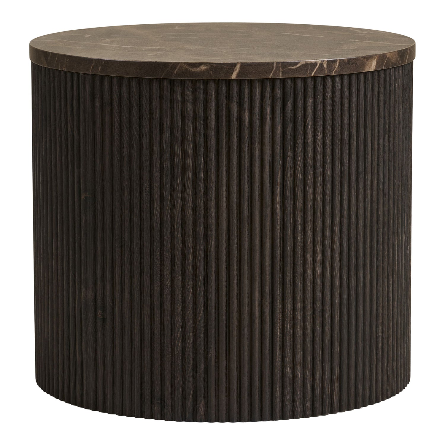 Rota Hjørnebord - Hjørnebord, marmor look, mørkebrun ø45x40 cm