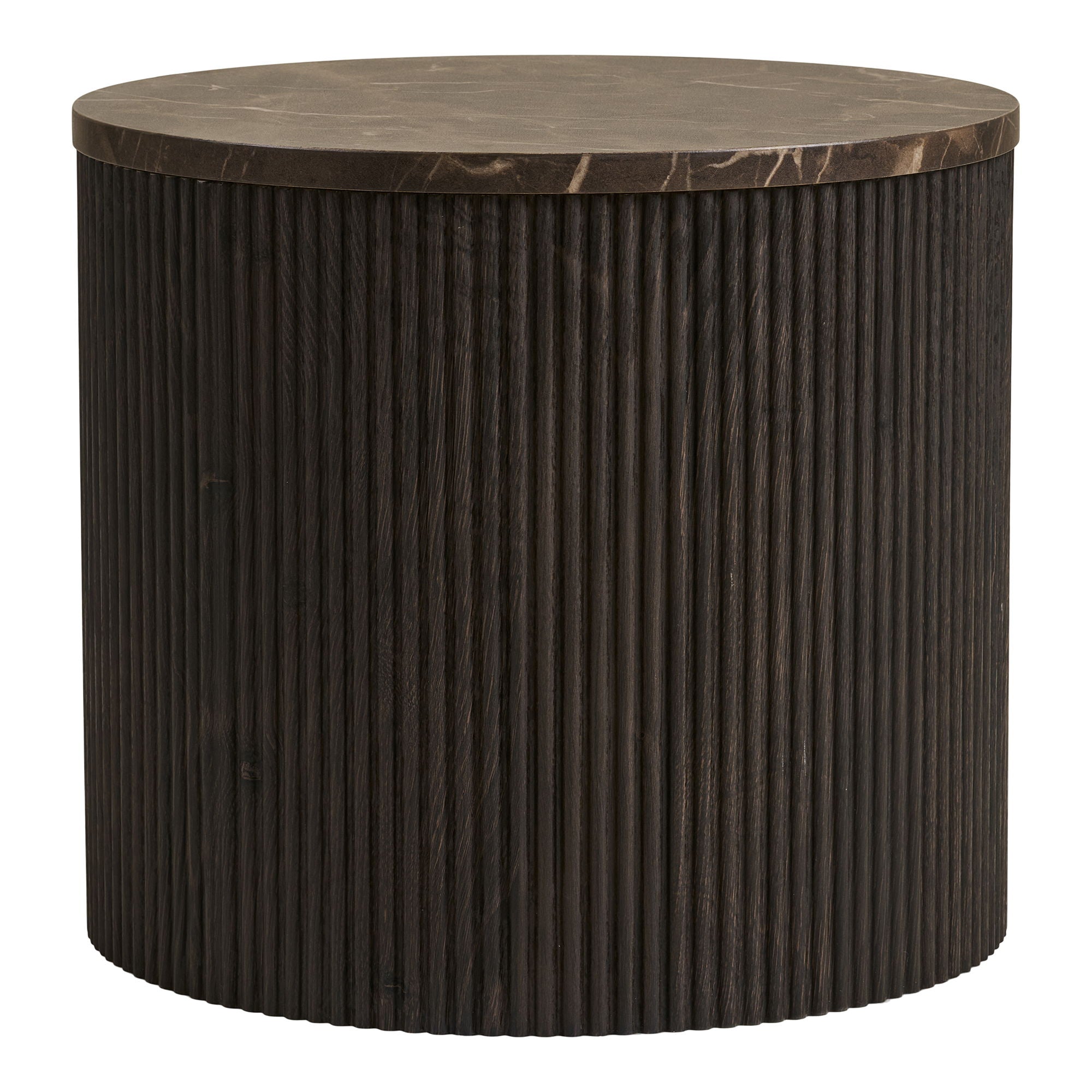 Rota Hjørnebord - Hjørnebord, marmor look, mørkebrun ø45x40 cm