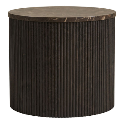 Rota Hjørnebord - Hjørnebord, marmor look, mørkebrun ø45x40 cm