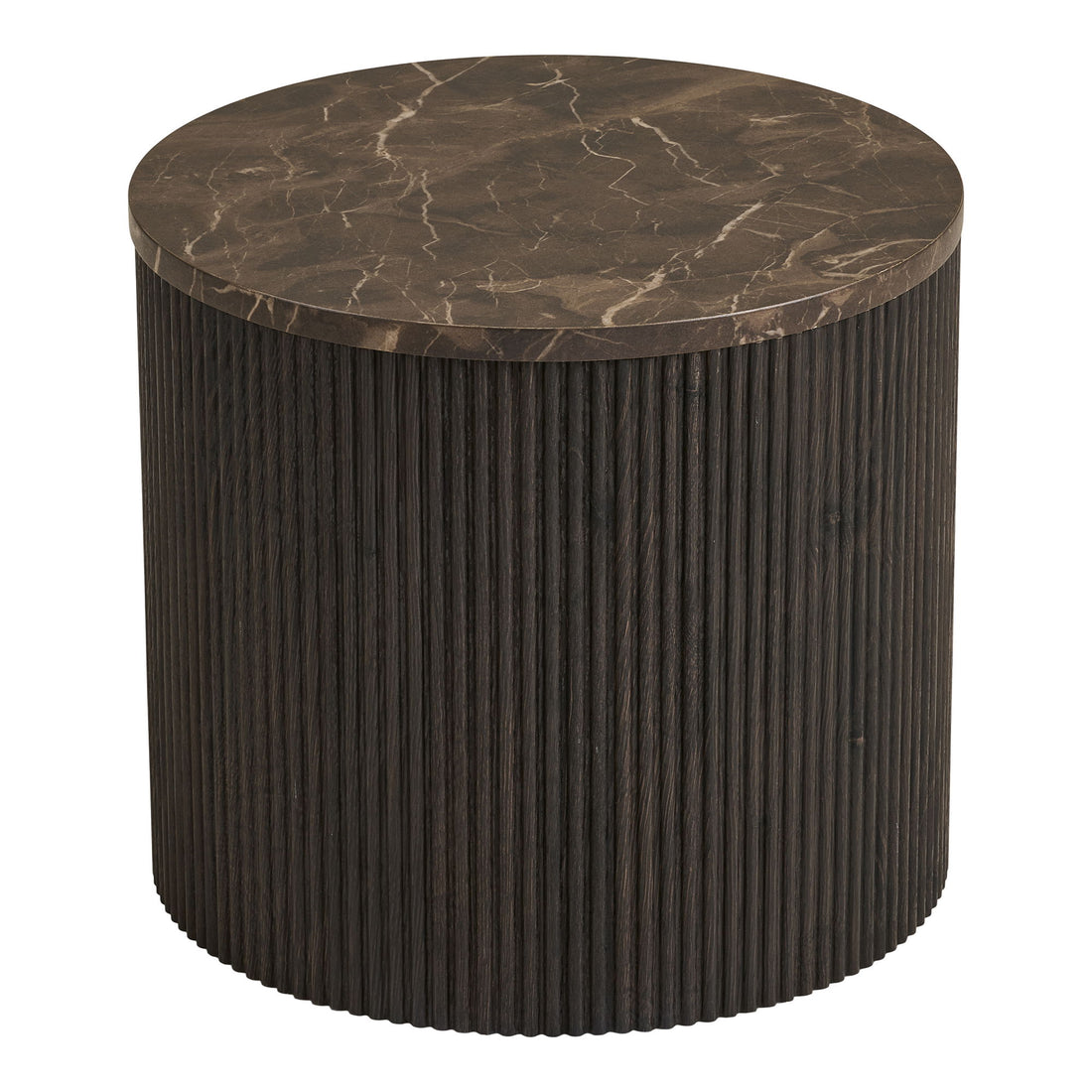 Rota Hjørnebord - Hjørnebord, marmor look, mørkebrun ø45x40 cm