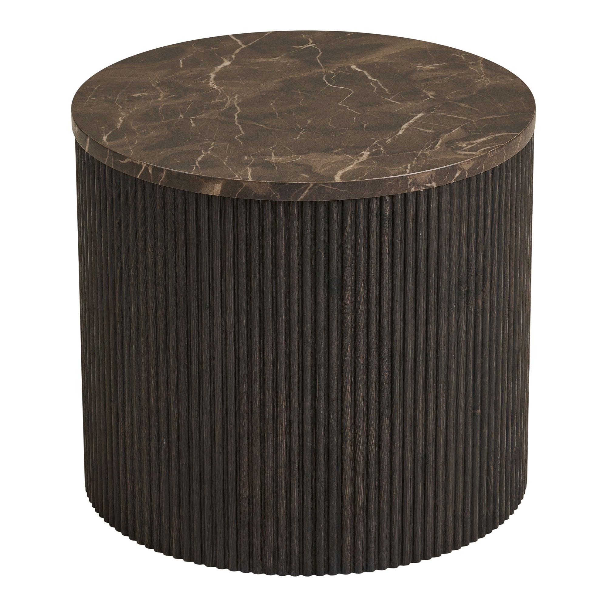 Rota Hjørnebord - Hjørnebord, marmor look, mørkebrun ø45x40 cm