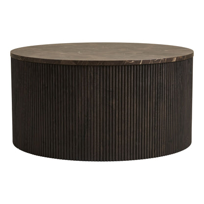 Rota Sofabord - Sofabord, marmor look, mørkebrun ø80x40 cm