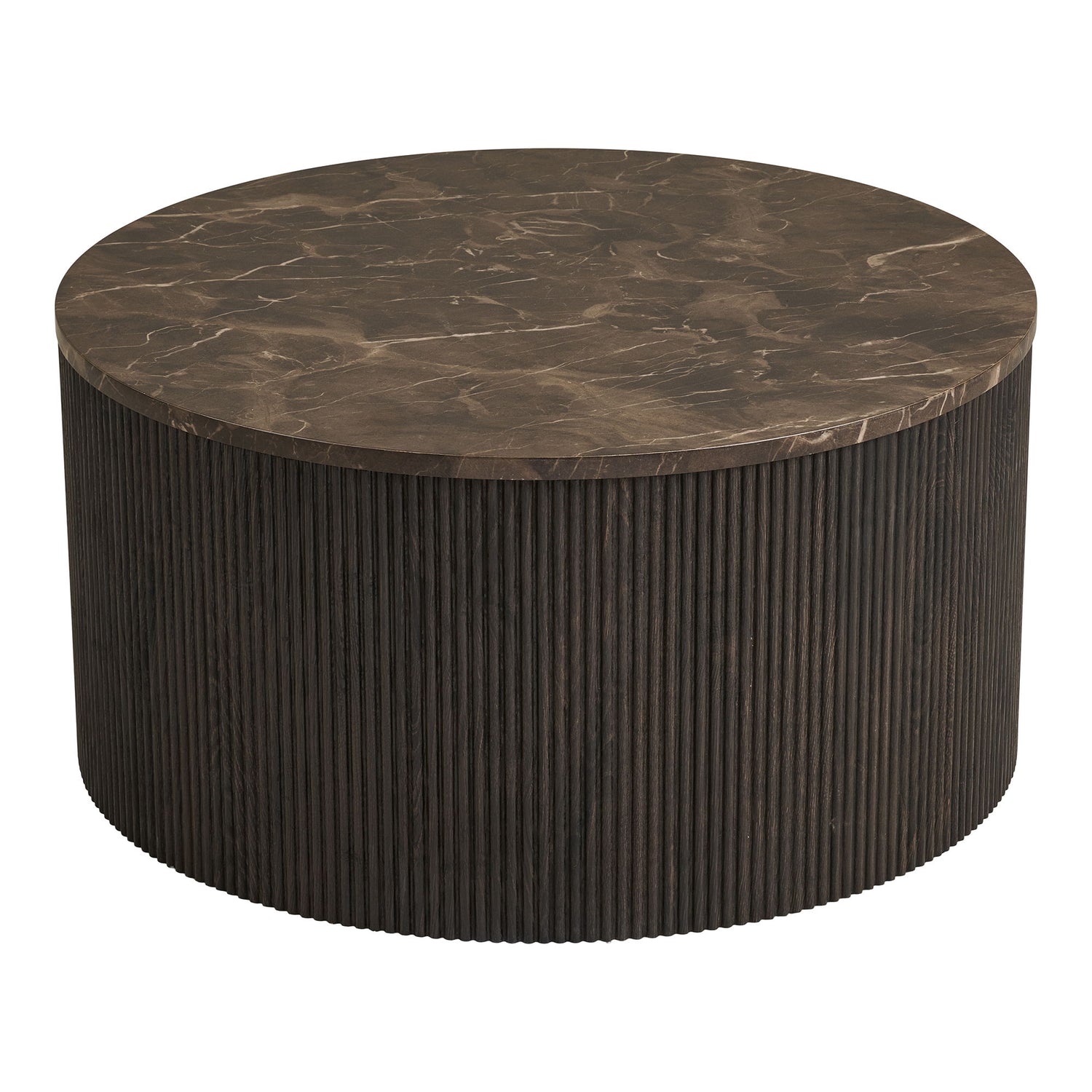 Rota Sofabord - Sofabord, marmor look, mørkebrun ø80x40 cm