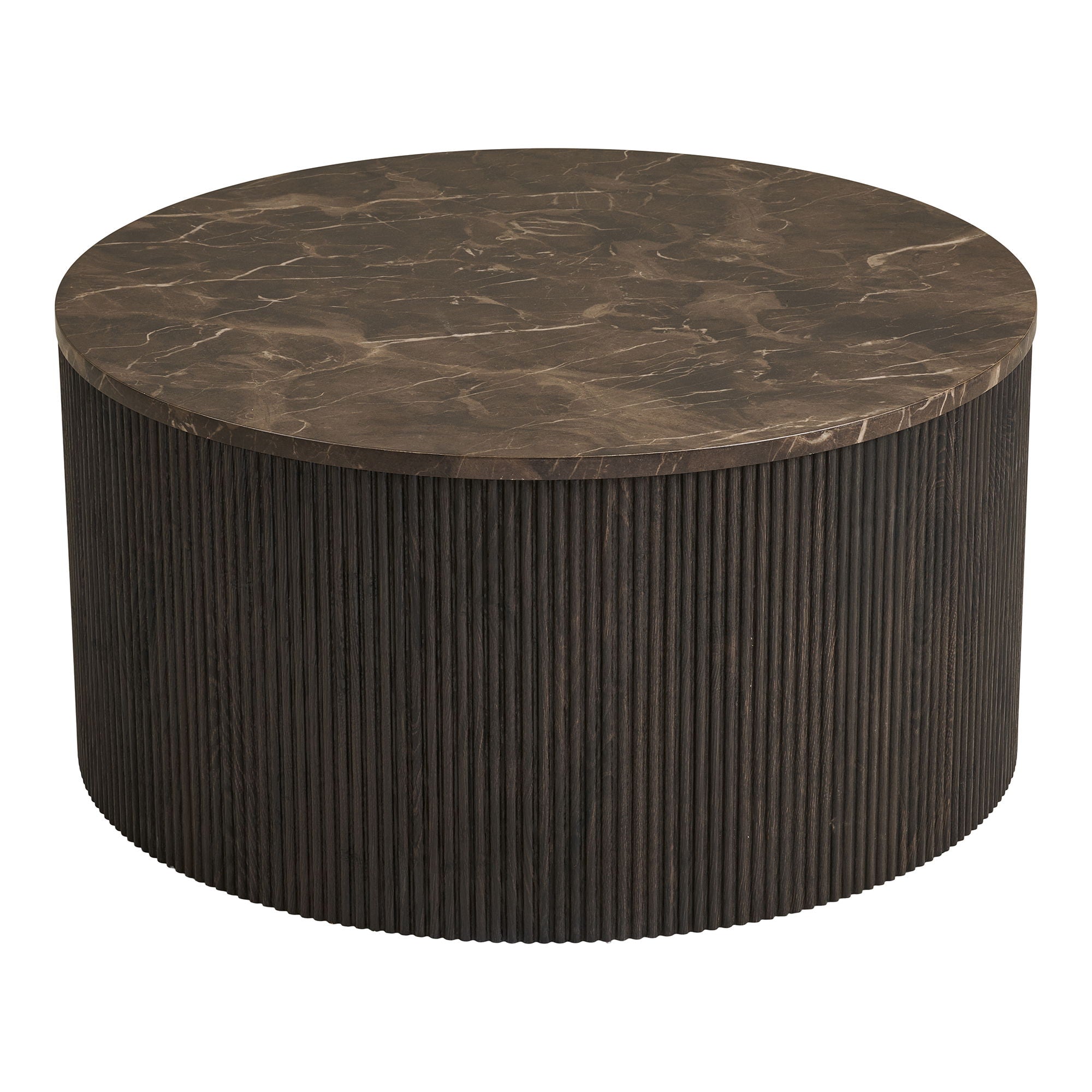 Rota Sofabord - Sofabord, marmor look, mørkebrun ø80x40 cm