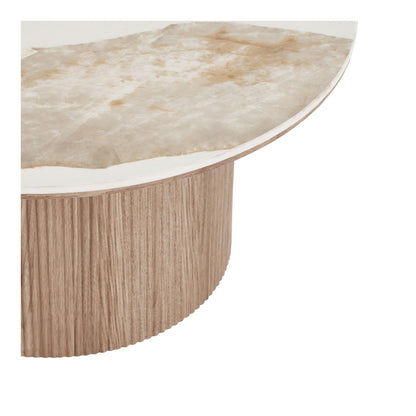 Athens Sofabord - Sofabord, keramik bordplade, hvid/mørkebrun ø80x40 cm