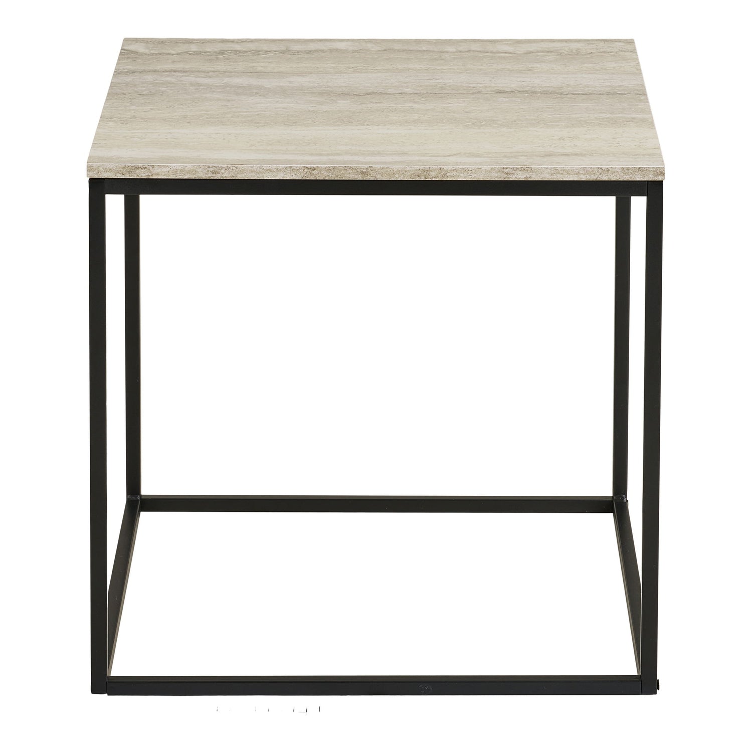 Vita Hjørnebord - Hjørnebord, travertin look, sort stel 45x45x45 cm