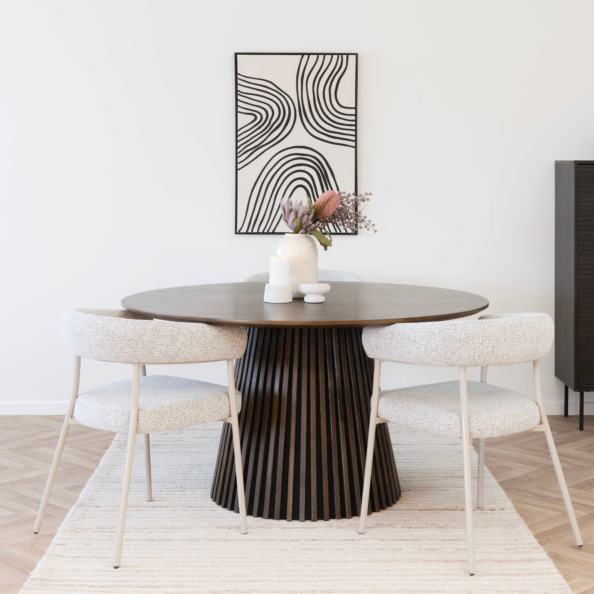 Osaka Spisebord - Spisebord, egefiner, smoked ø140x75 cm