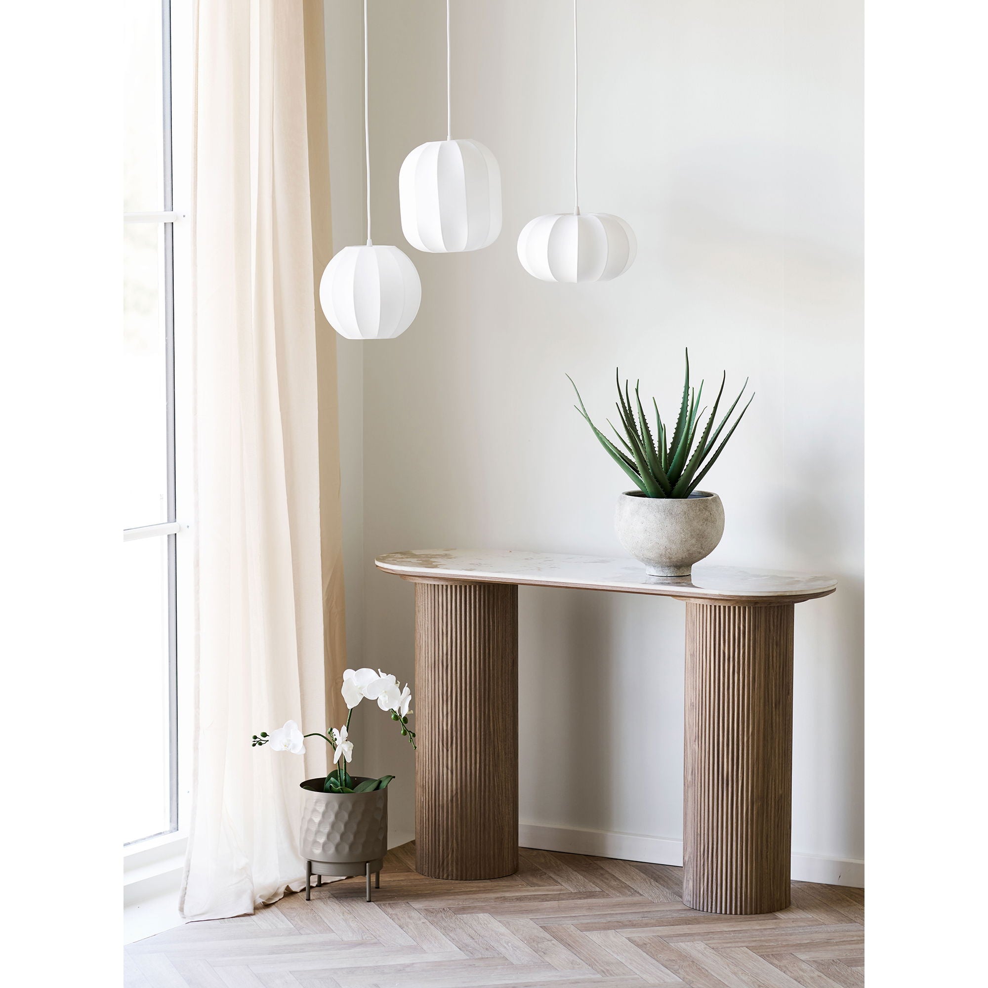Athens Konsolbord - Konsolbord, keramik bordplade, hvid, mørkebrun 40x120x78 cm