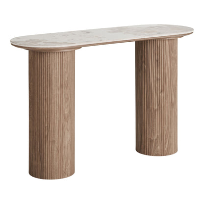 Athens Konsolbord - Konsolbord, keramik bordplade, hvid, mørkebrun 40x120x78 cm