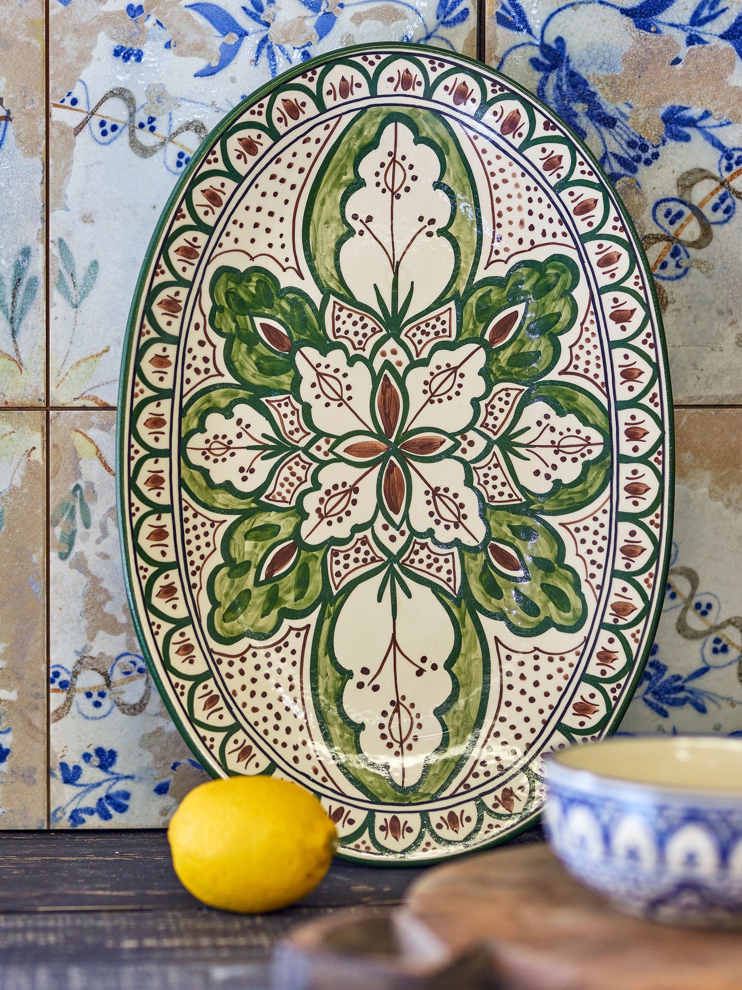 Creative Collection Karlie Serveringsfad, Grøn, Stentøj