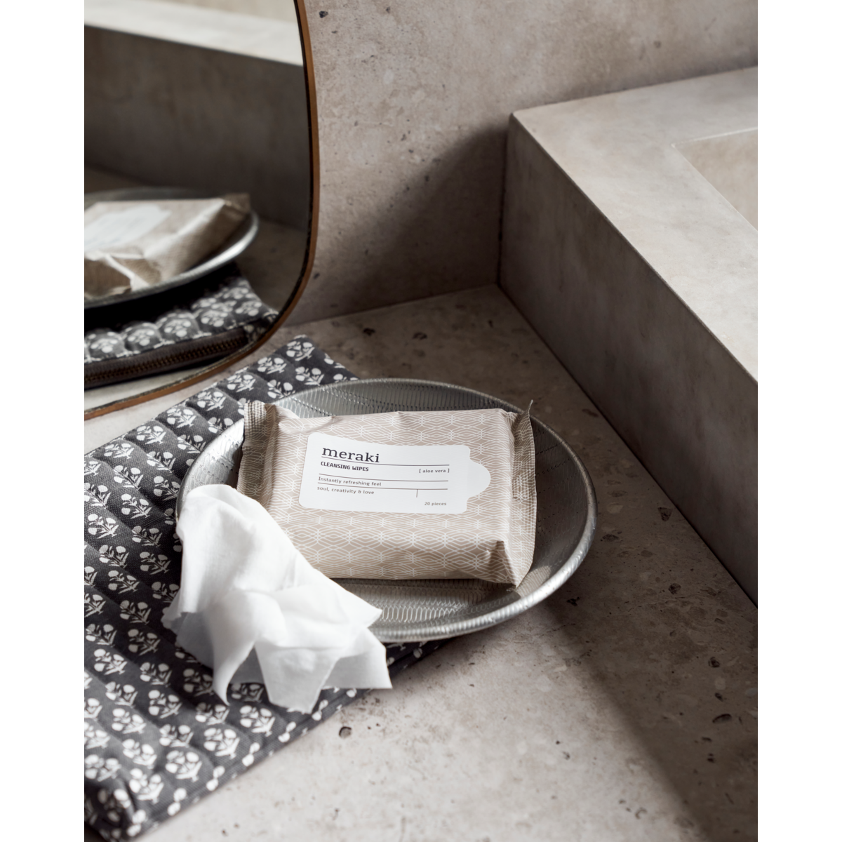 Cleansing wipes, Aloe vera, Brun;Hvid