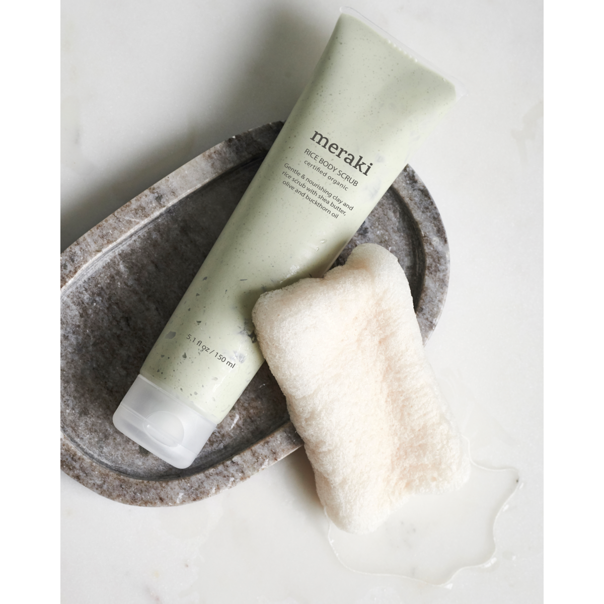 Rice body scrub, Hvid