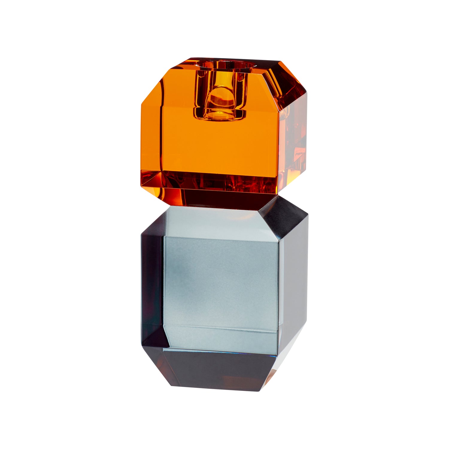 Gem Lysestage Orange/Grå - 6x6xh14cm
