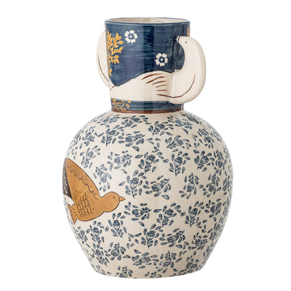 Bloomingville Hezha Vase, Blå, Stentøj