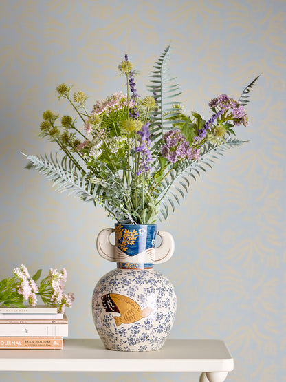 Bloomingville Hezha Vase, Blå, Stentøj