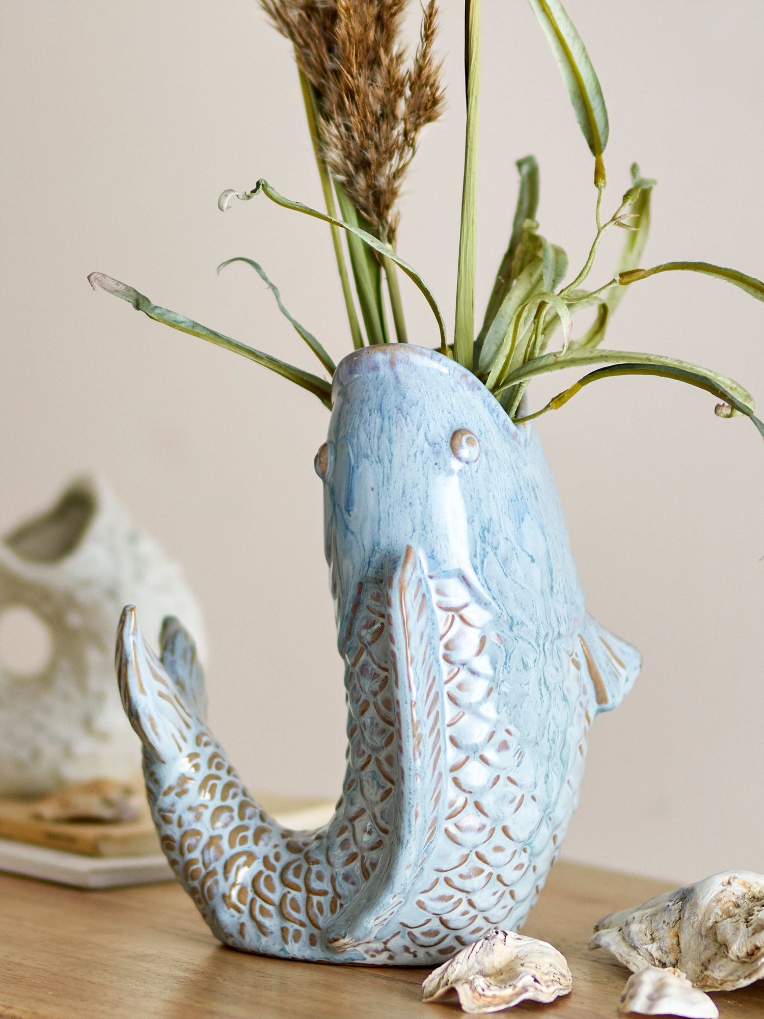 Creative Collection Hiro Vase, Blå, Stentøj