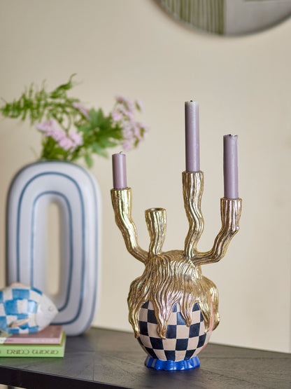 Bloomingville Medusa Lysestage, Guld, Polyresin