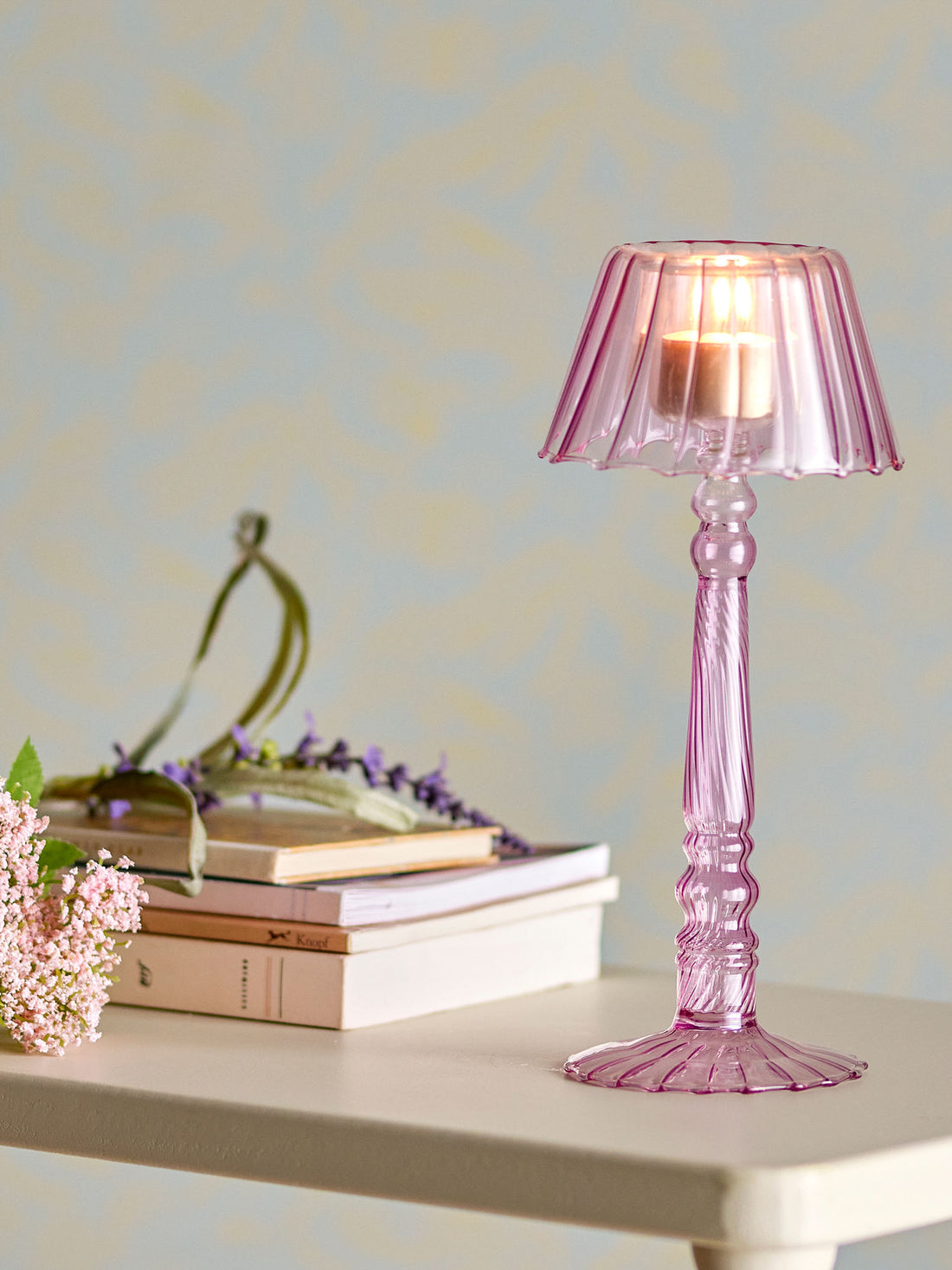 Bloomingville Cisco Fyrfadsstage, Rosa, Glas