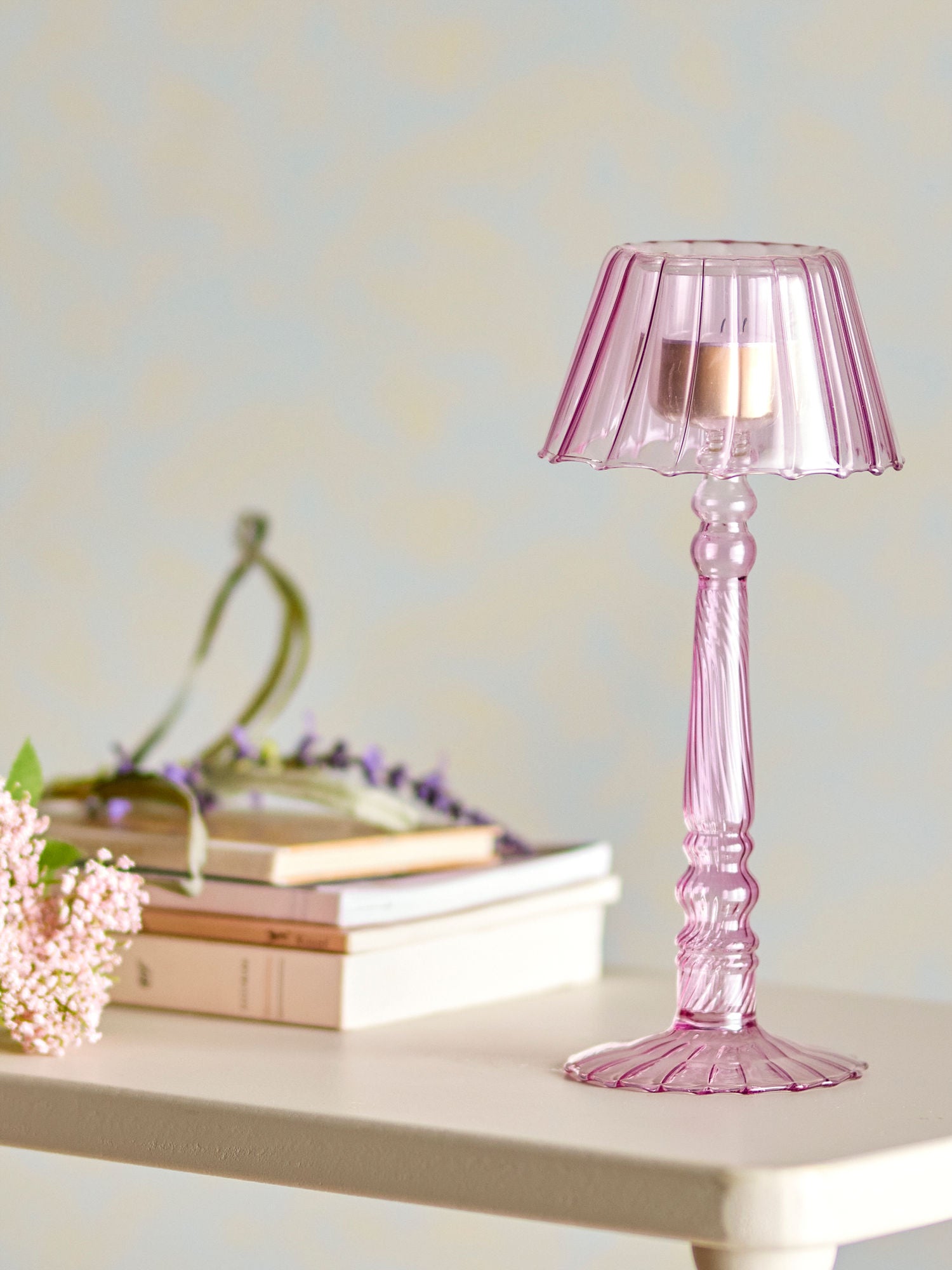Bloomingville Cisco Fyrfadsstage, Rosa, Glas