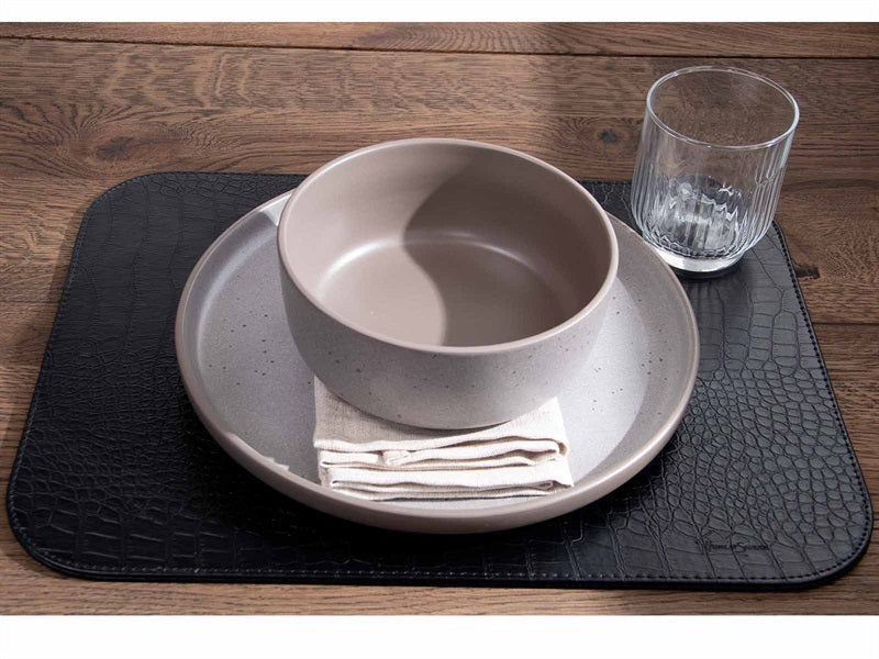 Dækkeserviet // Sort slange mønster PU - HARD