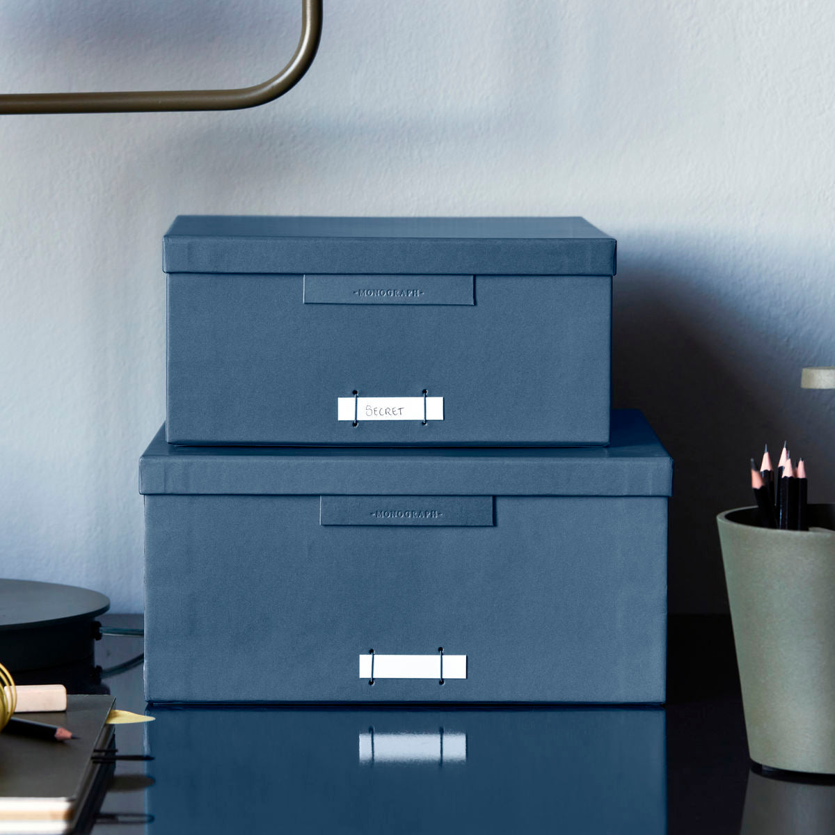 Æsker m. låg, File, Blå/Petrol