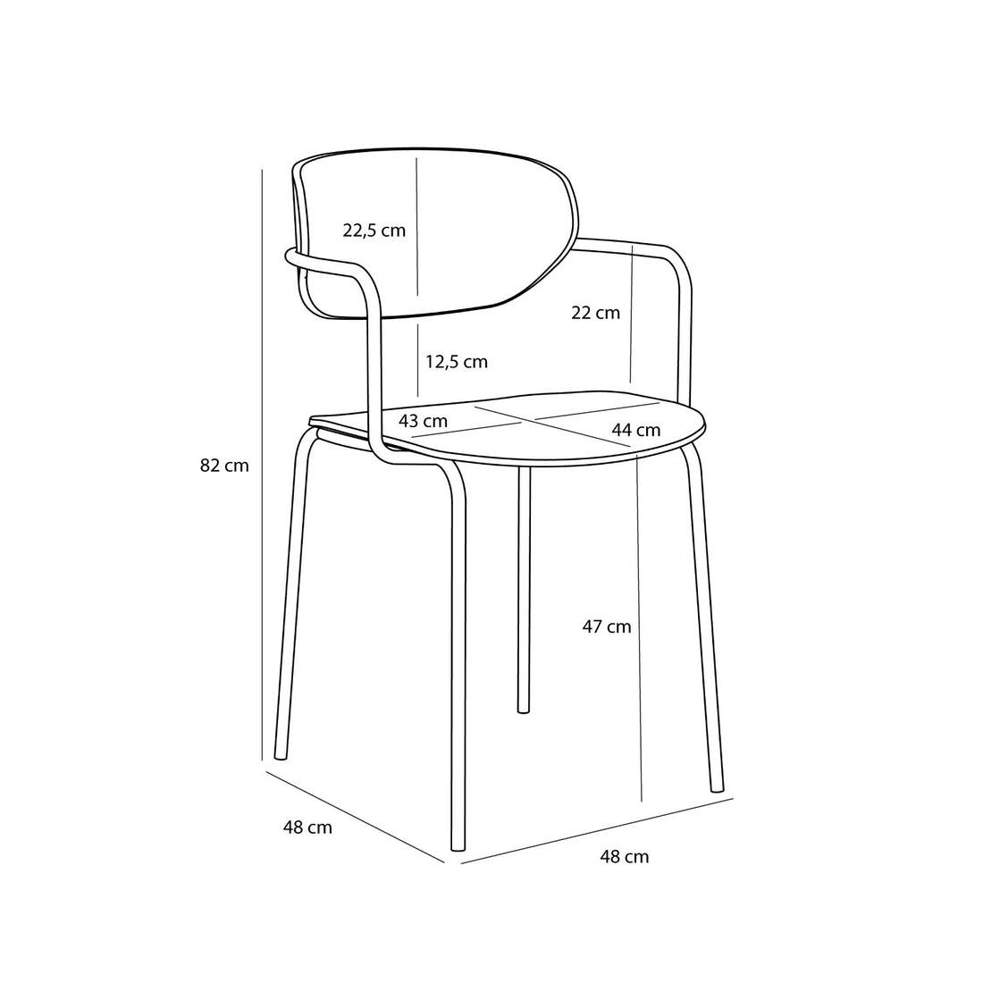 Arch Spisestol Sort - 48x50xh81cm