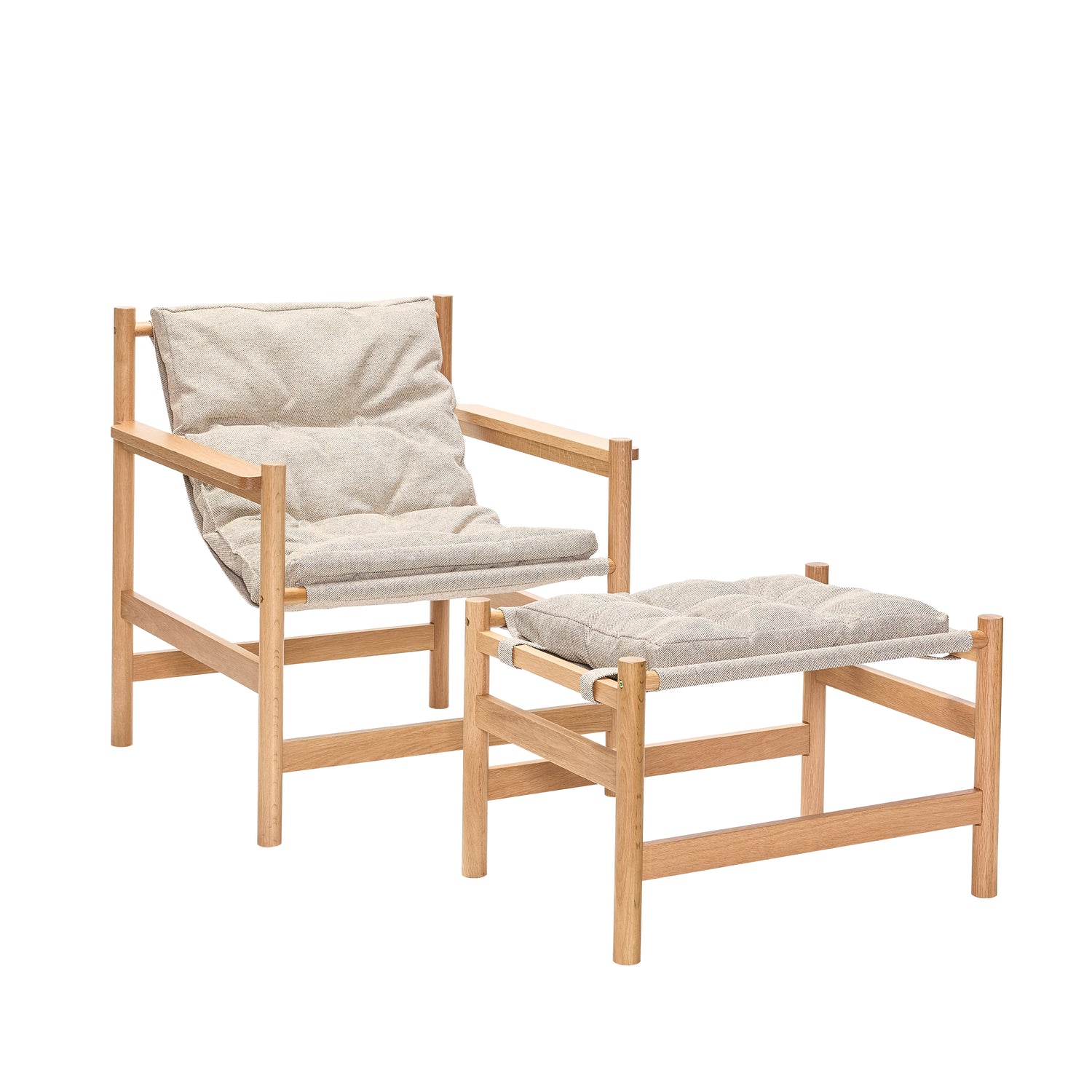 Heritage Lænestol/Fodskammel Natur/Beige - 75x72xh82cm, 69x49xh43cm