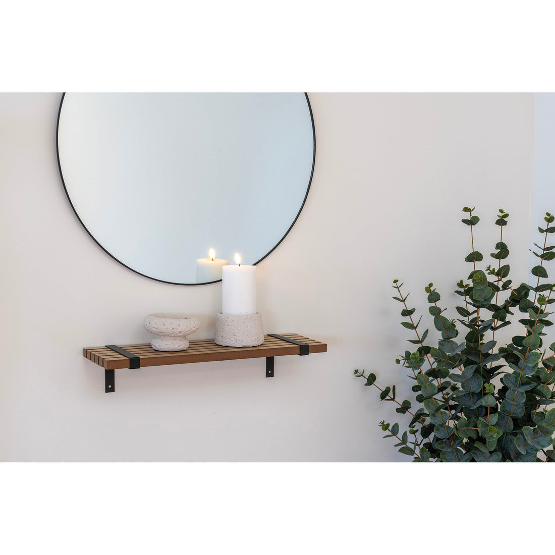 Væghylde, askefiner, metal, natur, sort&lt;br&gt;50x15x10 cm