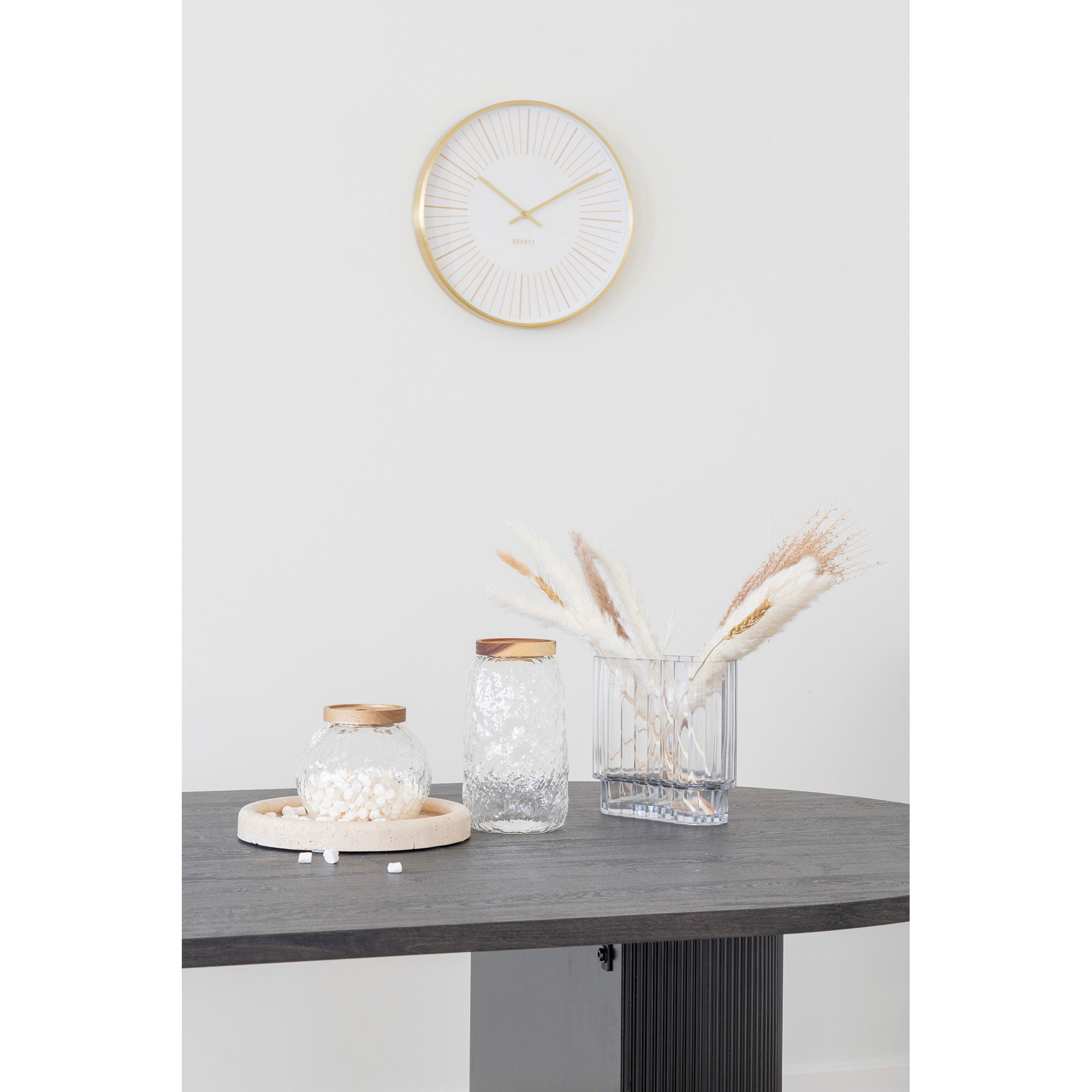 Vægur, aluminium, guld, lydløs&lt;br&gt;ø40 cm