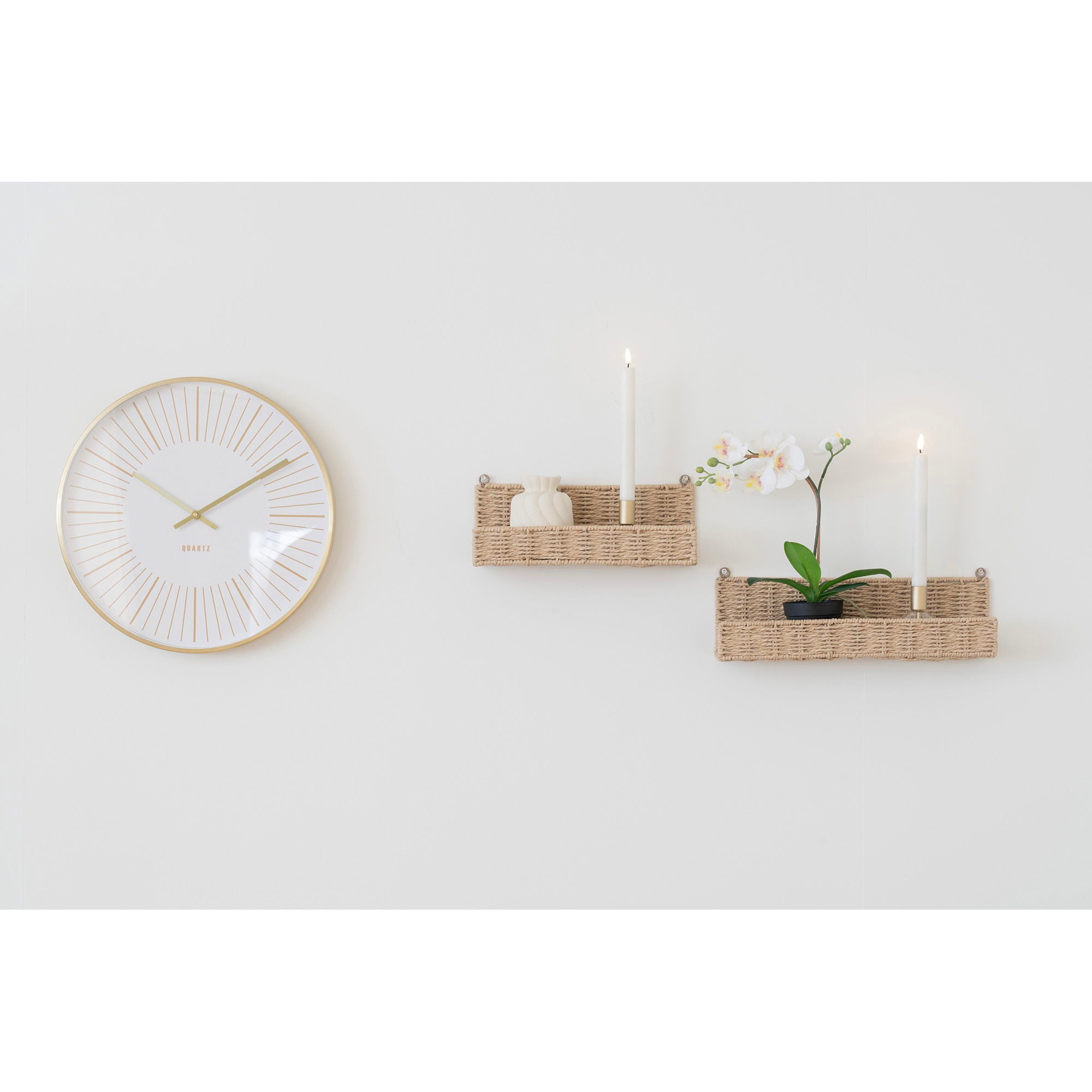 Vægur, aluminium, guld, lydløs&lt;br&gt;ø40 cm