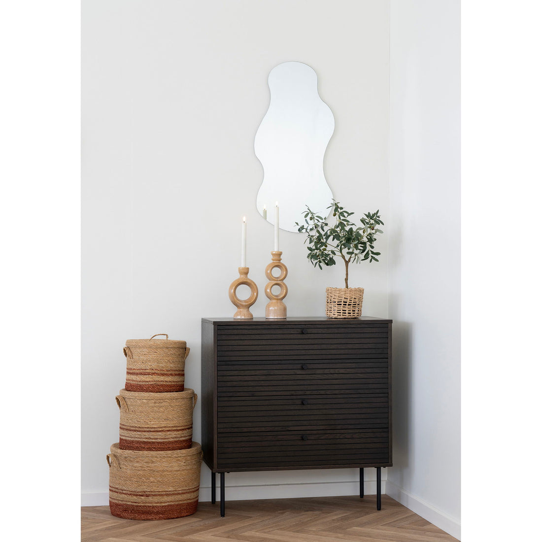 Kurve, søgræs, natur/brun sæt af 3