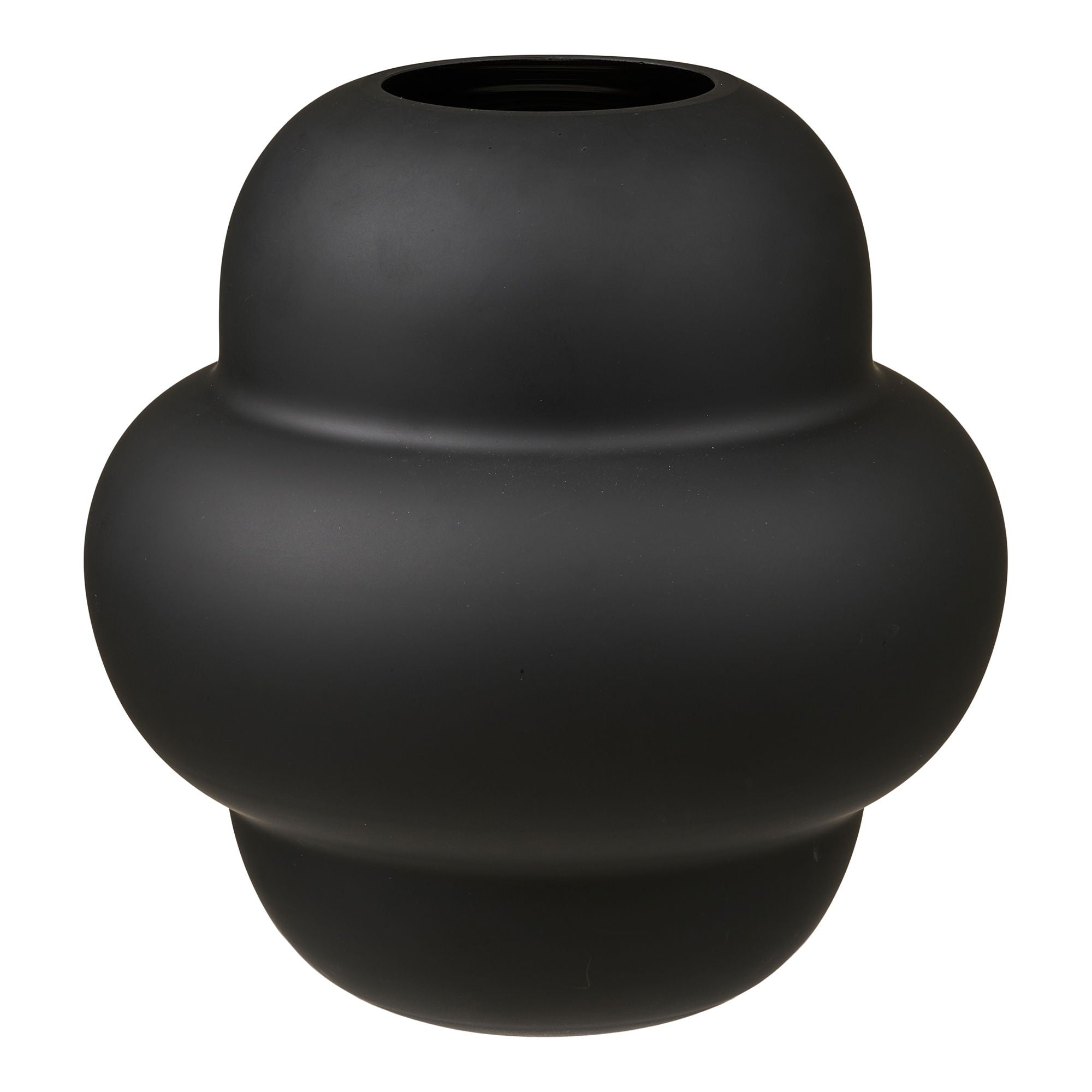 Vase - Vase, mundblæst glas, sort ø21x20 cm