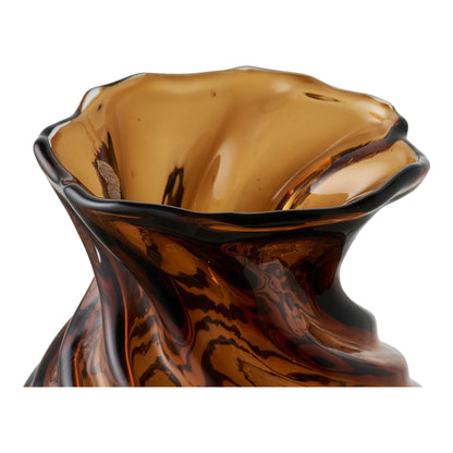 Vase - Vase, mundblæst glas, smoked brun ø16x18,5 cm