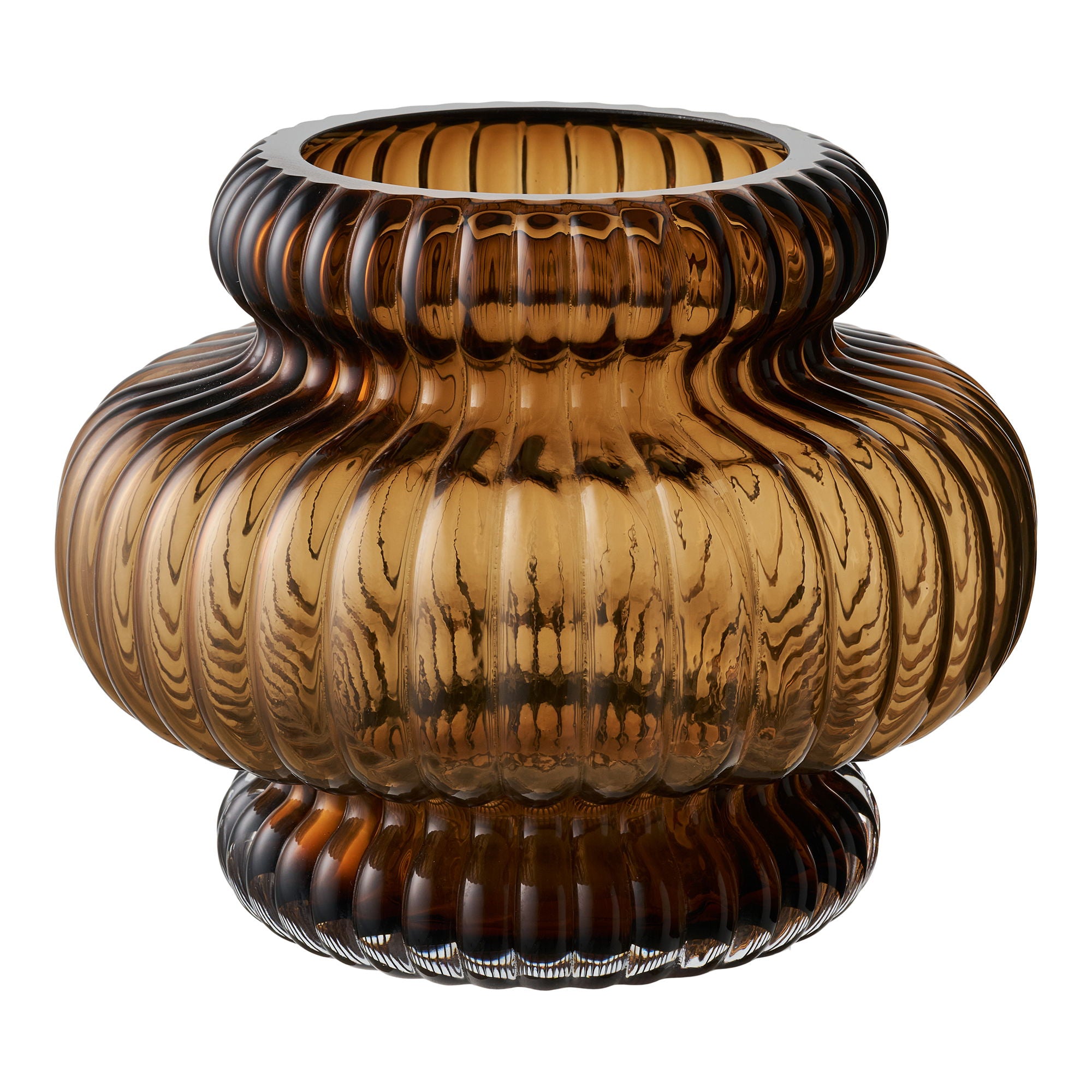 Vase - Vase, mundblæst glas, smoked brun ø20x16 cm