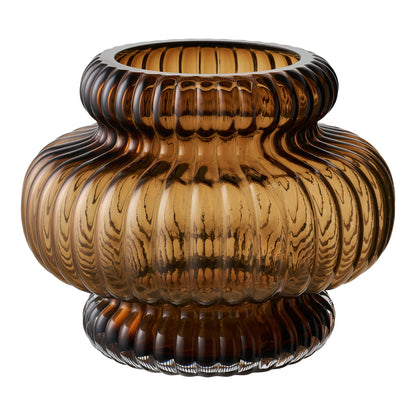 Vase - Vase, mundblæst glas, smoked brun ø20x16 cm