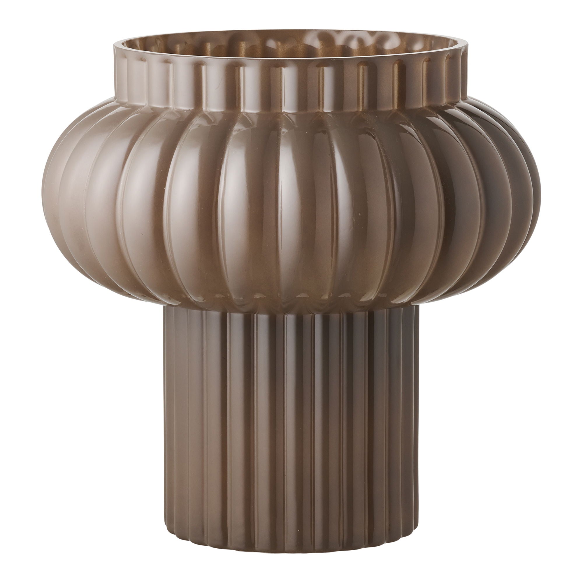 Vase - Vase, mundblæst glas, brun ø27x27 cm
