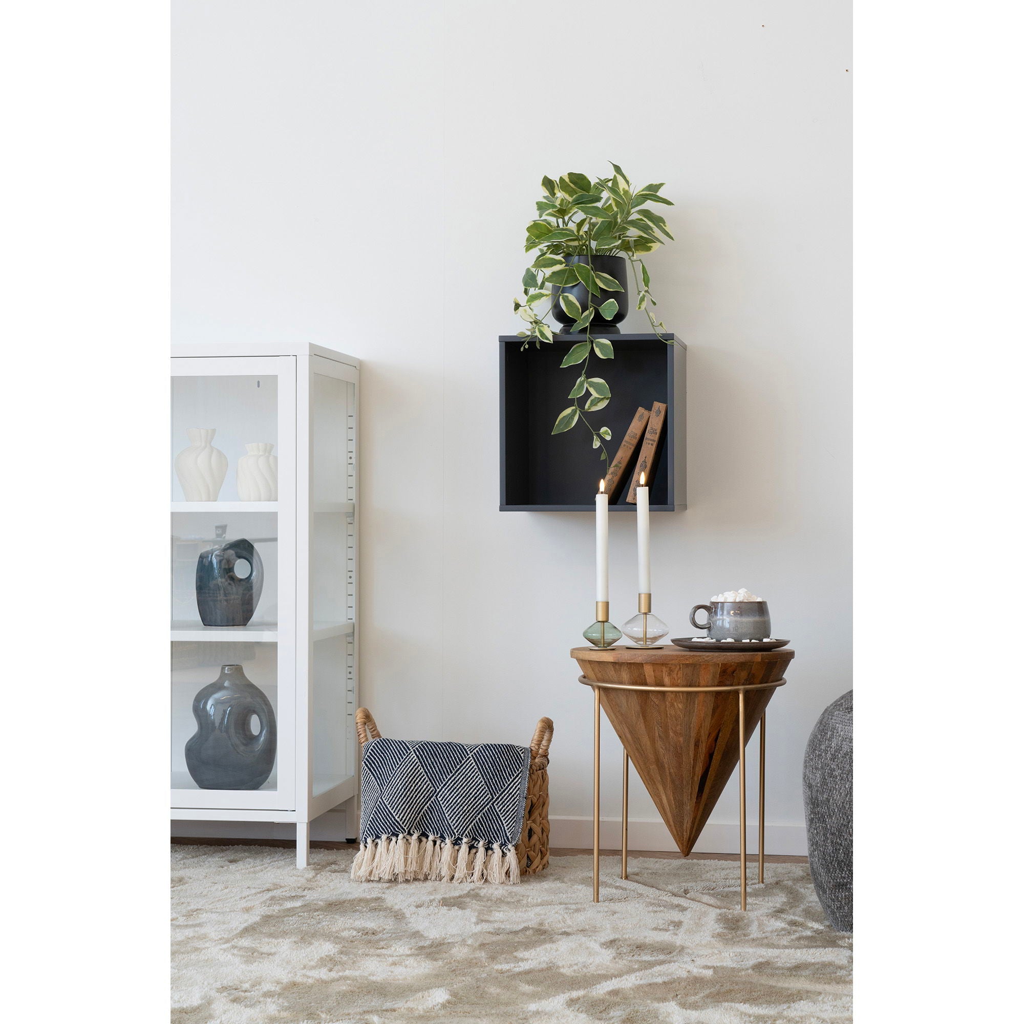 Lysestage, glas/metal, klar/grøn&lt;br&gt;sæt af 2