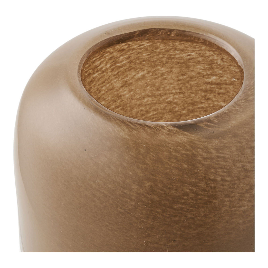 Lysestage - Lysestage, mundblæst glas, brun ø8x7,5 cm