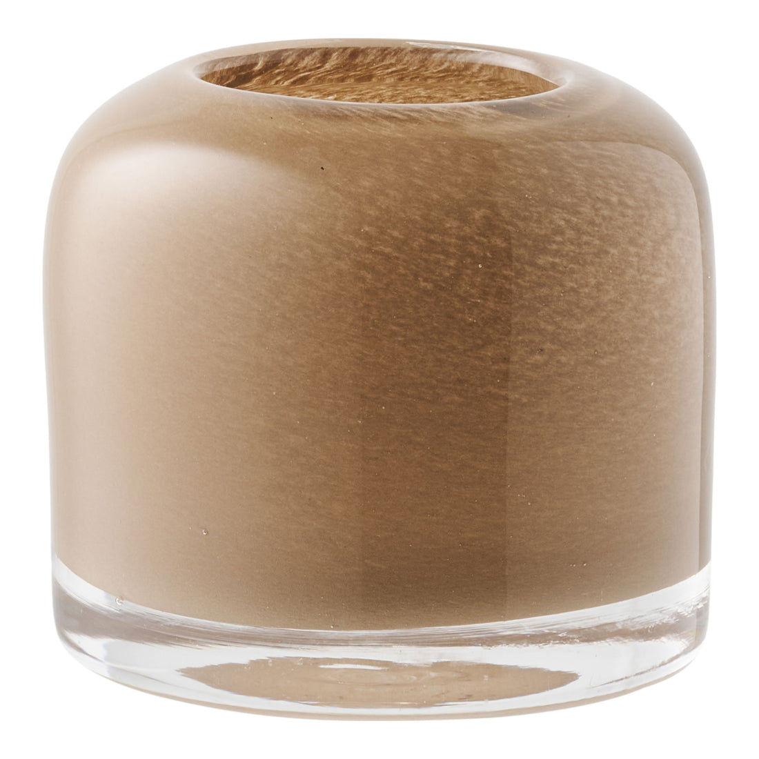 Lysestage - Lysestage, mundblæst glas, brun ø8x7,5 cm