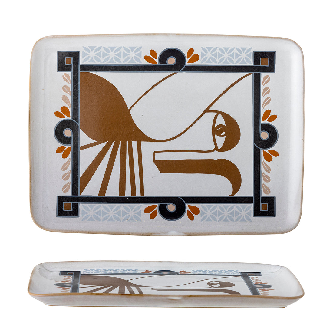 Bloomingville Rudaur Serveringsfad, Blå, Stentøj