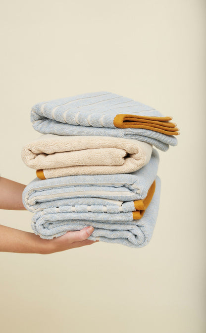 Hübsch Promenade Håndklæde Small Blå/Sand