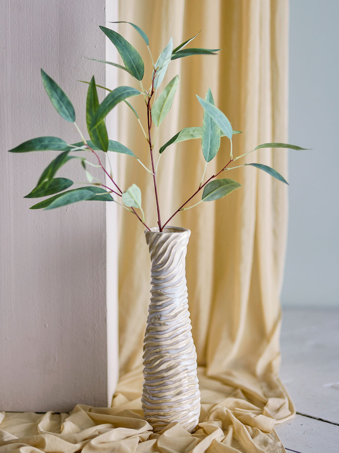 Bloomingville Damien Vase, Hvid, Stentøj