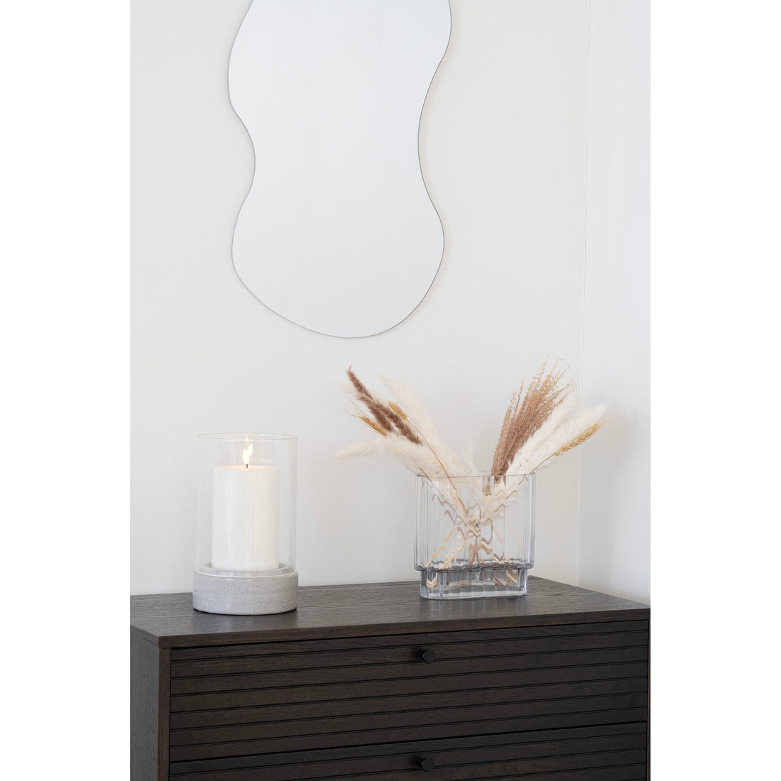 Hurricane lysestage, keramik/glas, grå&lt;br&gt;16x25,5 cm