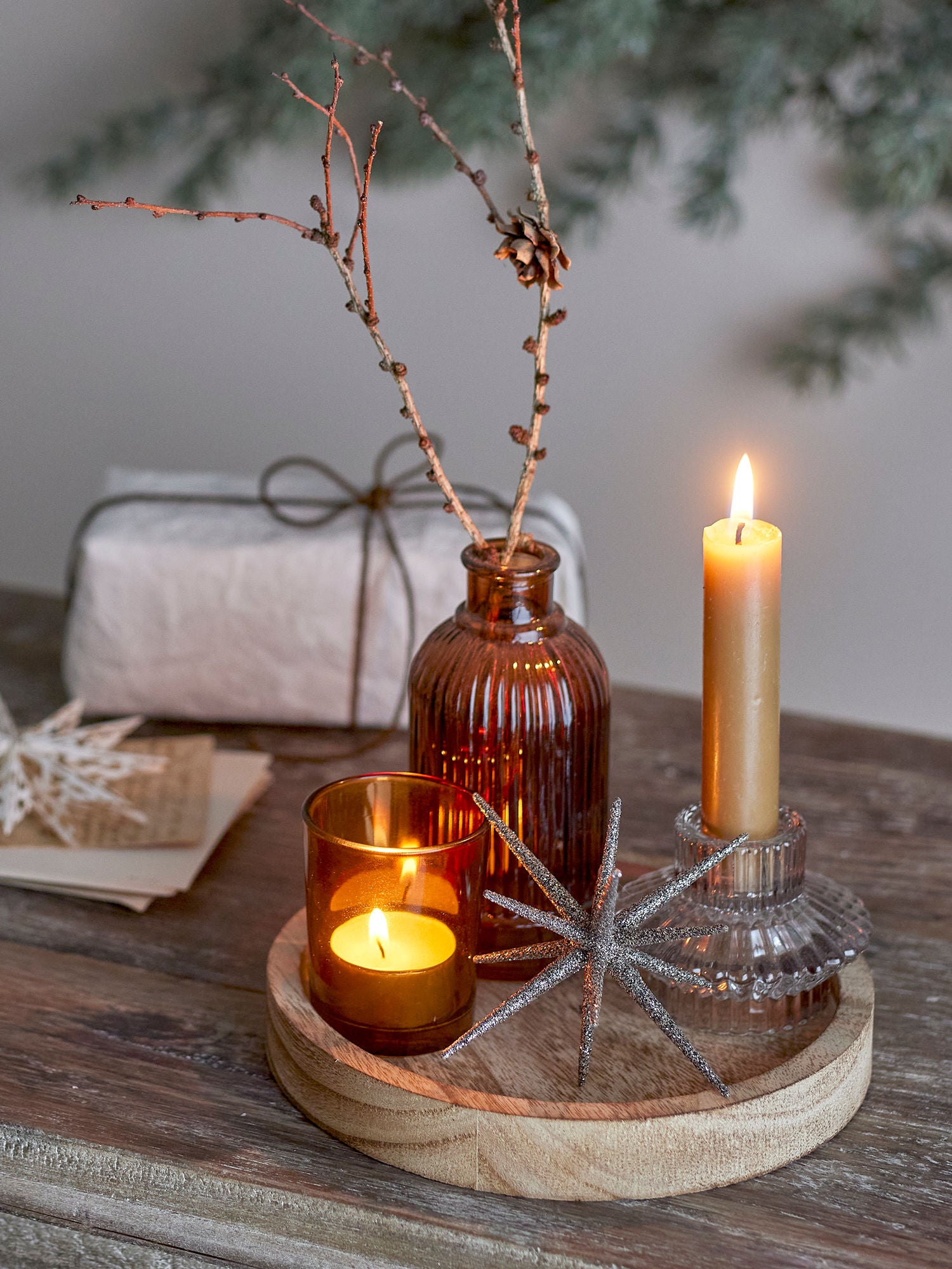 Bloomingville Sanga Bakke m/fyrfadsstage, Guld, Glas